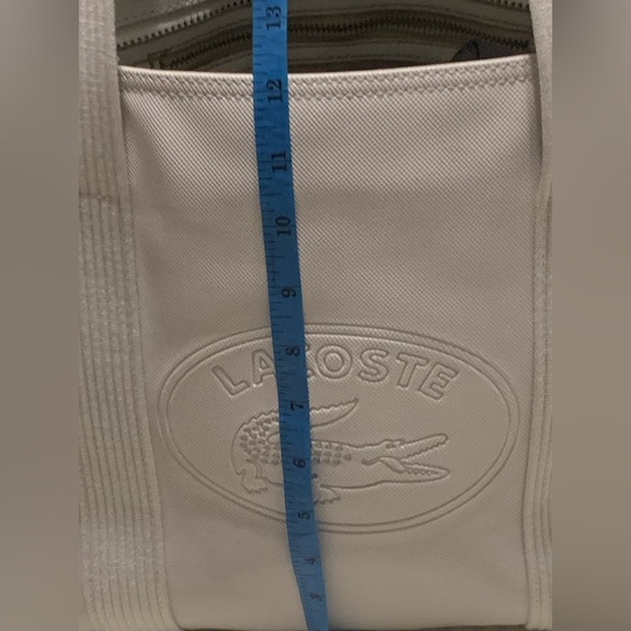Lacoste OffWhite Large PreOwned Tote Bag inside clean outside blue light stains. - Picture 3 of 16